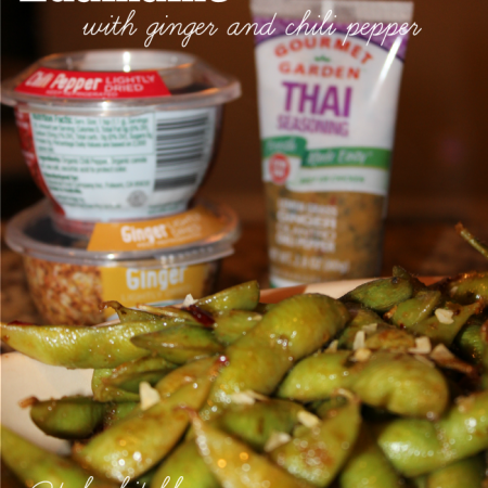 spicy charred edamame with ginger and chili pepper