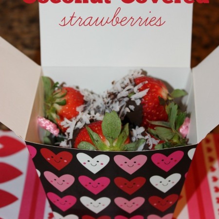 dark chocolate and coconut-covered strawberries #valentinesday