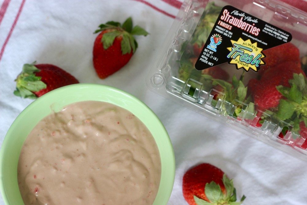 Vegan Chocolate-Covered Strawberry Cheesecake Dip with Fresh From Florida Strawberries
