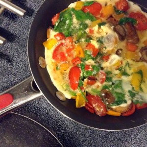 Spinach, Peppers, Mushroom and Tomato Frittata #PepperParty