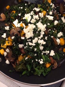 Roasted Butternut Squash with Wilted Kale, Mushrooms and Garlic for #SundaySupper