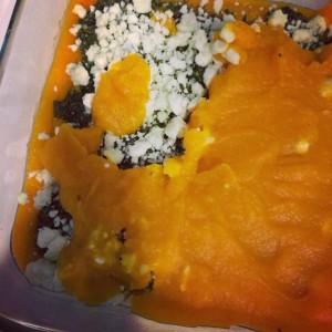 Butternut Squash and Sage Pesto Gratin with Crumbled Gorgonzola 