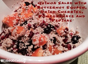 Quinoa Salad with Butternut Squash, Dried Cherries, Pomegranate and Pepitas