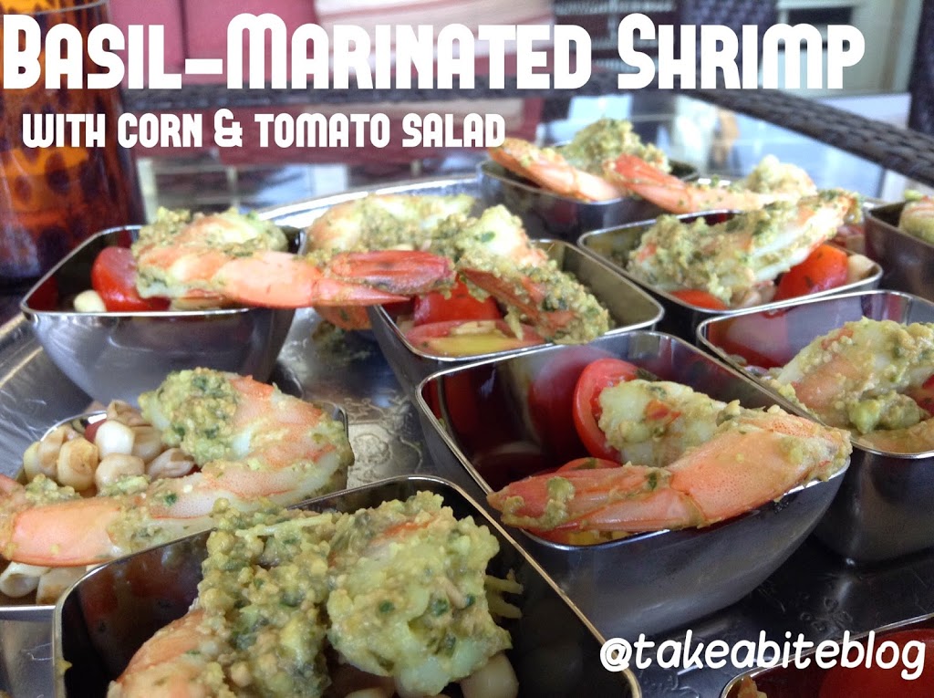 Tapas Party: Basil-Marinated Shrimp with Corn and Tomato Salad