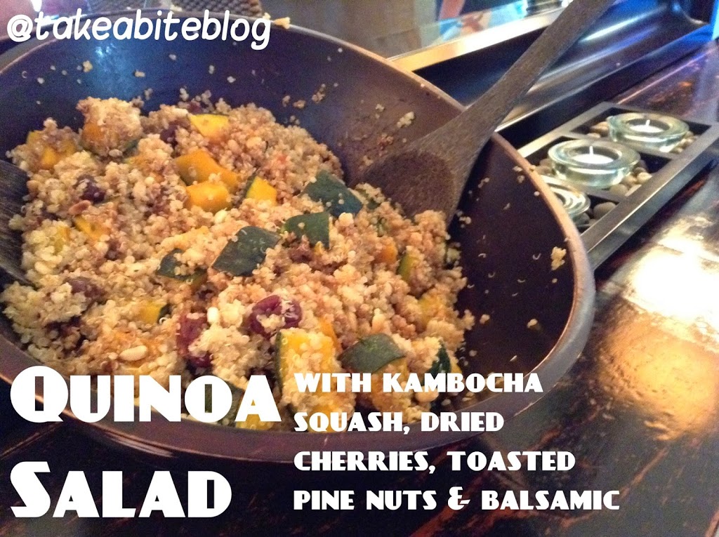 Tapas Party: Quinoa Salad with Roasted Kambocha Squash, Dried Cherries, Toasted Pine Nuts and Balsamic