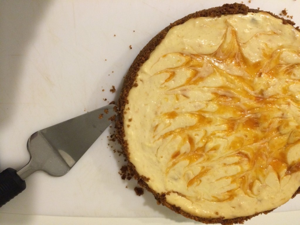 Lightened Up Apricot-Swirl Cheesecake for #CheesecakeDay