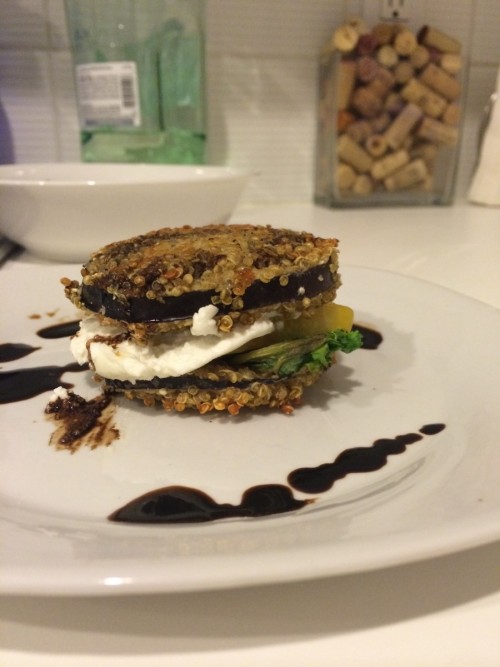 Quinoa-Crusted Eggplant and Heirloom Tomato Stacks #winePW