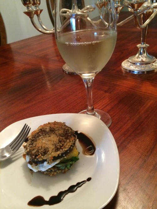 Quinoa-Crusted Eggplant and Heirloom Tomato Stacks #winePW