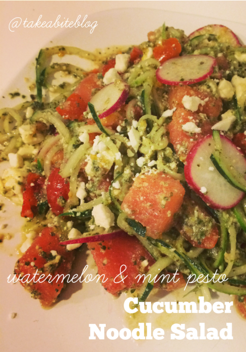 watermelon and mint pesto cucumber noodle salad #weekdaysupper