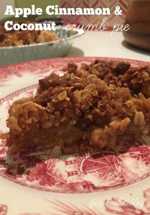 apple cinnamon and coconut crumb pie