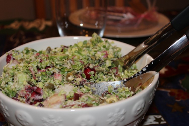 Shredded Brussels Sprouts and Endive Slaw with Champagne Vinaigrette