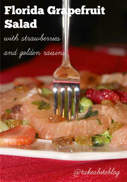 Florida grapefruit salad with strawberries and golden raisins #flgrapefruit