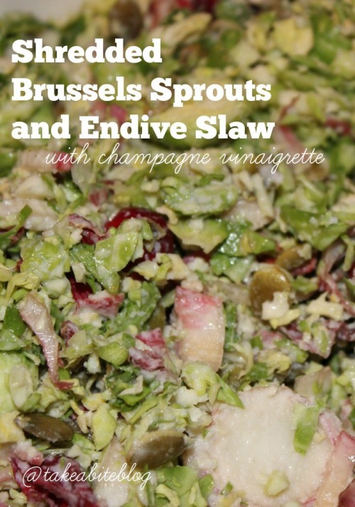 shredded brussels sprouts and endive slaw with champagne vinaigrette #sundaysupper