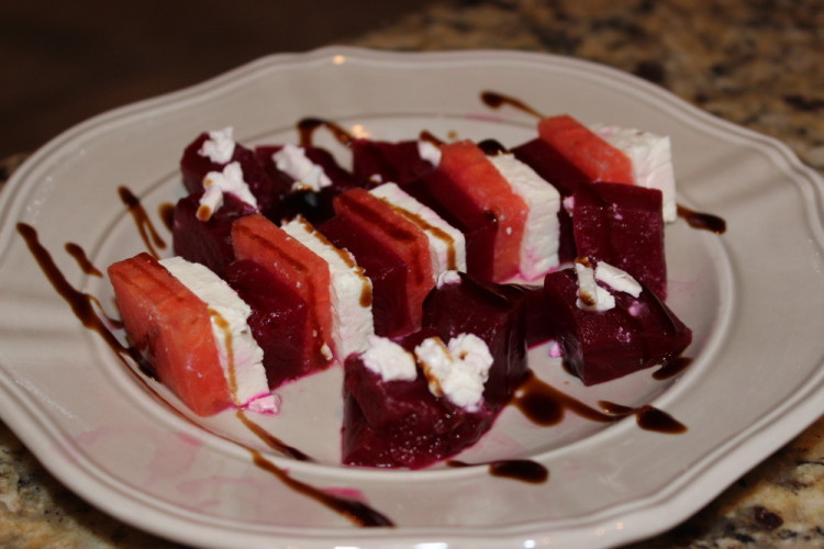 Watermelon, Feta and Beet Appetizer #SundaySupper