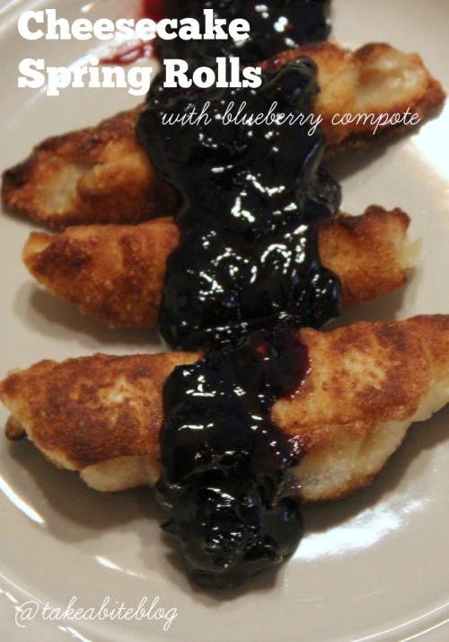 Cheesecake Spring Rolls with Blueberry Compote #BlueberryCheesecake