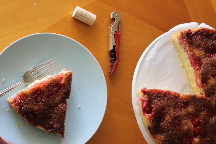 Raspberry Upside Down Cake #SundaySupper