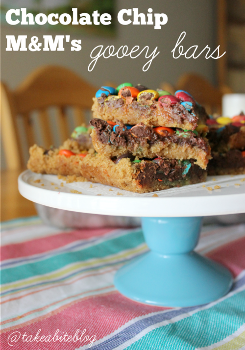 Chocolate Chip M&M's Gooey Bars #LeftoversClub