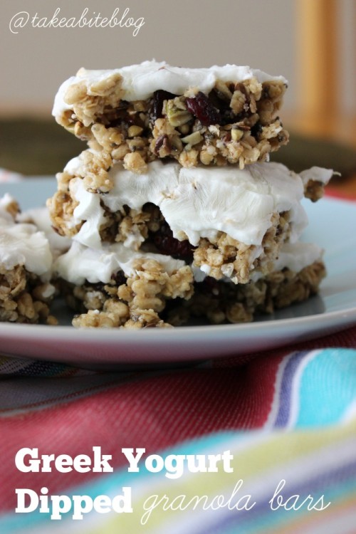 Greek Yogurt-Dipped Granola Bars #stonyfieldblogger