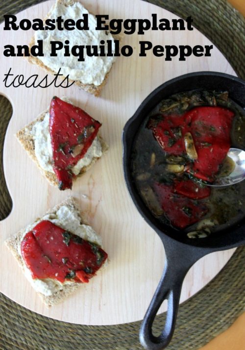 Roasted Eggplant and Piquillo Pepper Toasts #SundaySupper