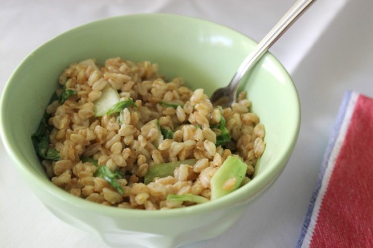 Farro Risotto with Porcini Mushrooms and Bok Choy #AlessiFoods