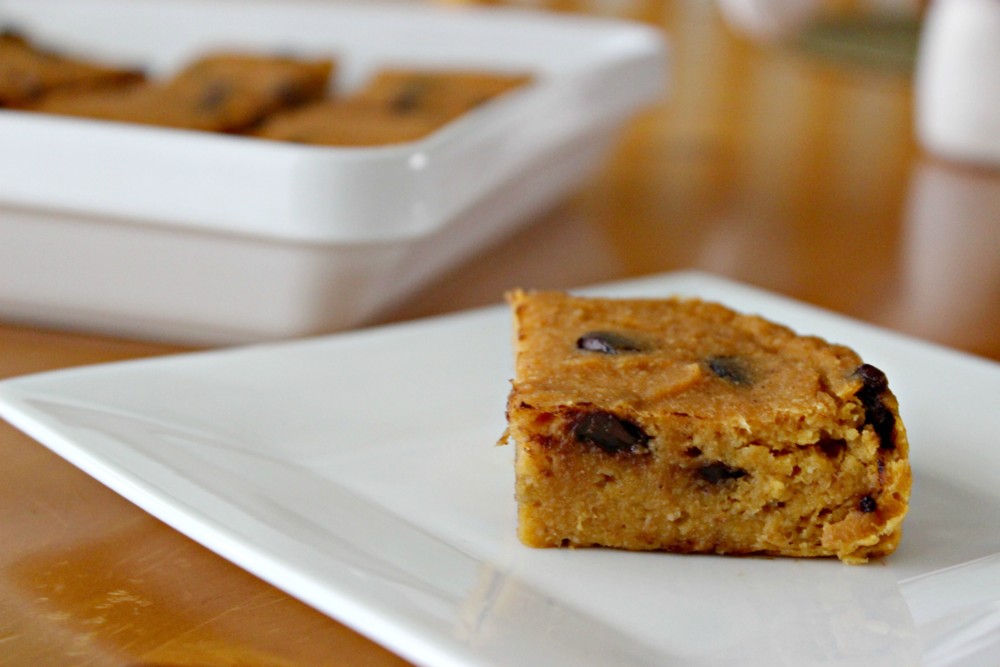 Pumpkin Chocolate Chip Cake Squares #StonyfieldBlogger