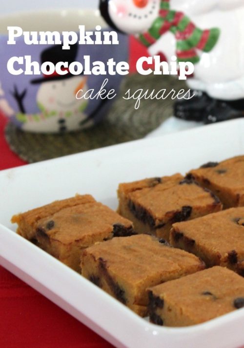 Pumpkin Chocolate Chip Cake Squares #StonyfieldBlogger