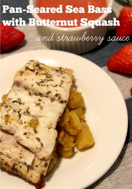 Pan-seared Sea Bass with Butternut Squash and Strawberry Sauce #SundaySupper #FLStrawberry