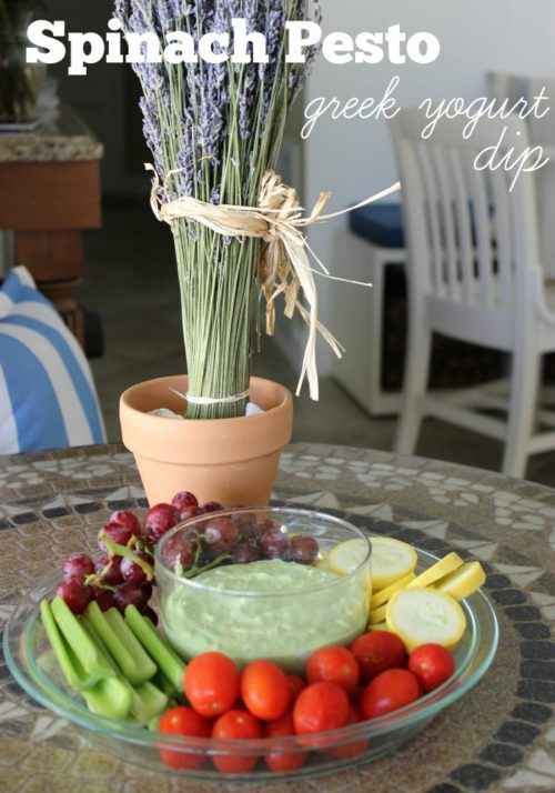 Spinach Pesto Greek Yogurt Dip #StonyfieldBlogger