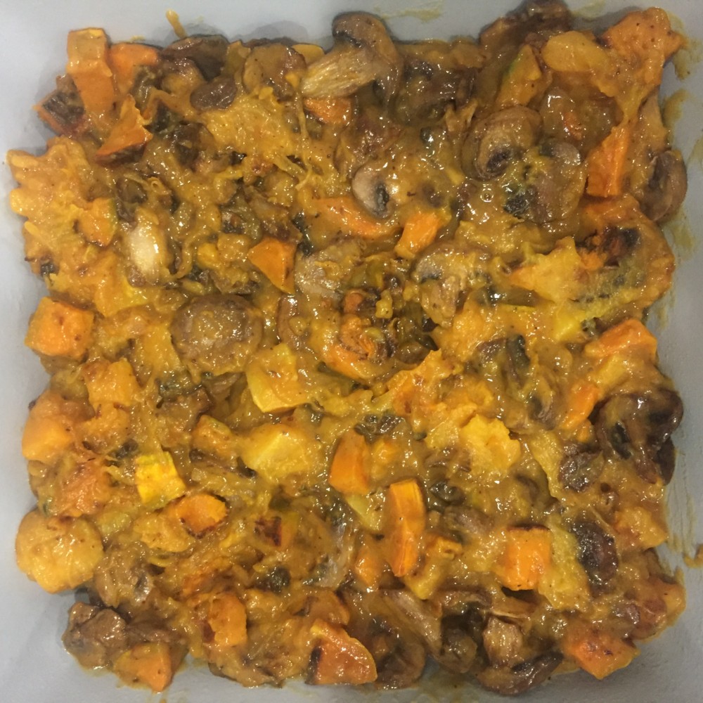 Squash and Mushroom Gratin with Granola Topping