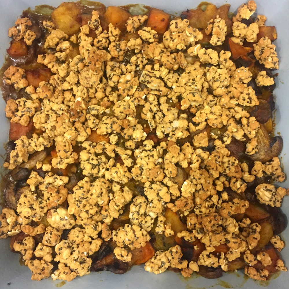 Squash and Mushroom Gratin with Granola Topping