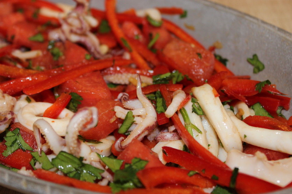 Tropical Pan-Asian Calamari Salad, Fresh From Florida