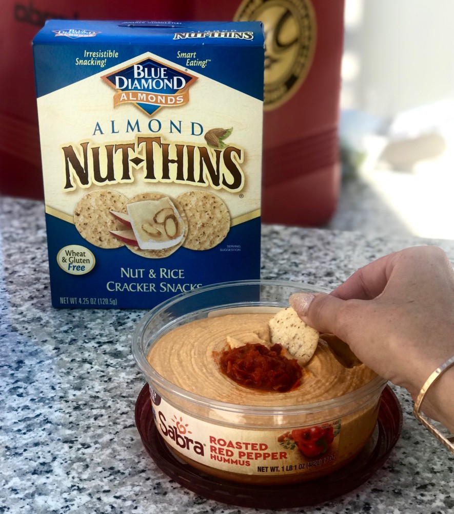 Sabra Roasted Red Pepper Hummus and Blue Diamond Nut-Thins