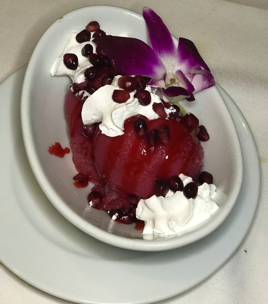 Boca Landing at the Waterstone Resort & Marina, Boca Restaurant Month Menu, House-made Pomegranate Sorbet