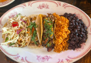 Taco Platter with Rice and Beans