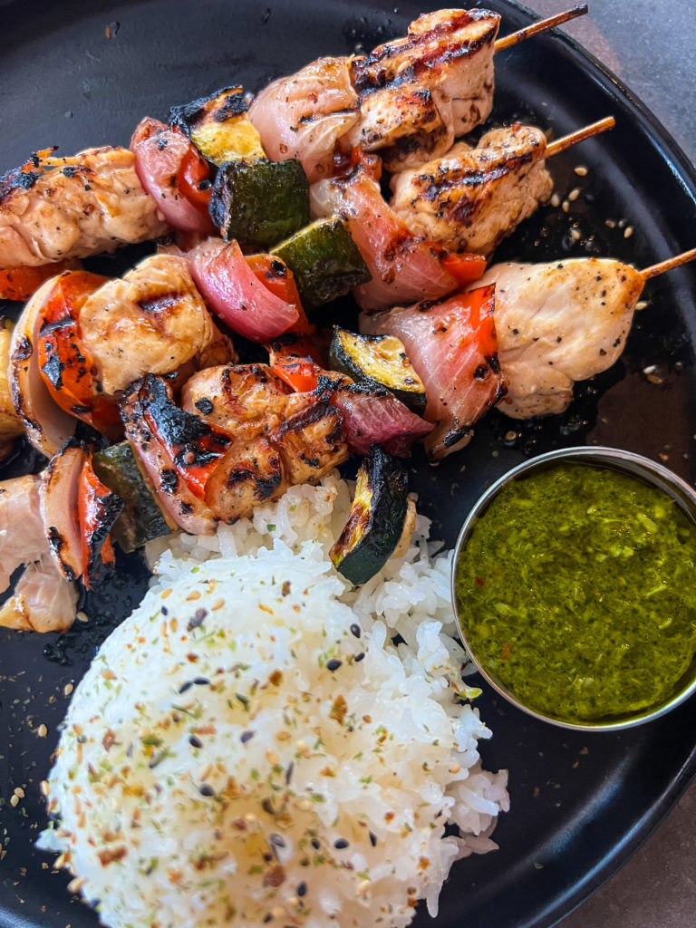 Chimichurri chicken kebobs